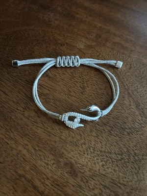 Pulsera Swarovski Crystal Power Collection Gancho Cisne, Cordón Gris Rodio Foto 1 de 4