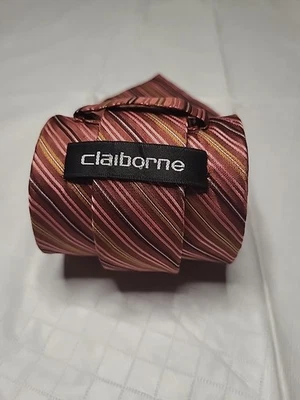 Corbata Claiborne a rayas rosa bronce Foto 1 de 3