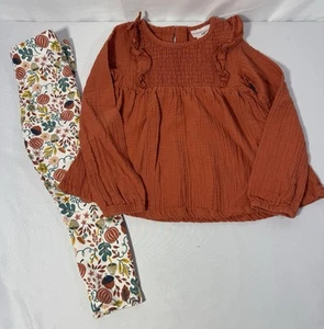 Sincerely Jules Fall Set Pumpkin Pants Long Sleeve Ruffle Top Shirt Girls XS 4 - Picture 1 of 16