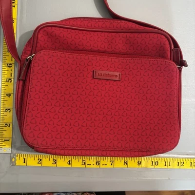 Liz Claiborne Rojo Viaje Bandolera Bolso Cartera Bolsillos, Almacenamiento, Limpio Foto 1 de 4