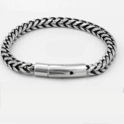 Men 8.5" Stainless Steel Braided Franco Chain Clasp Bracelets High Polish Box - Image 1 of 4