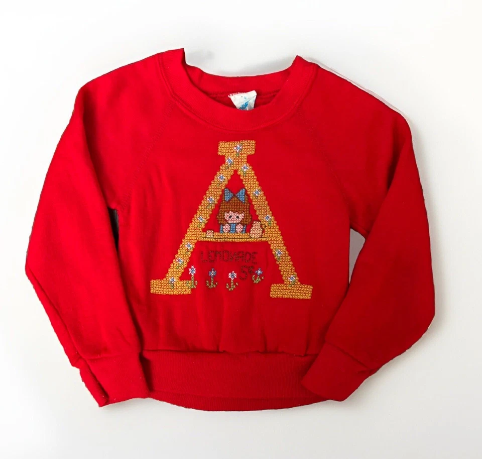 Sudadera Vintage Nortog Letra 'A' Limonada Bordada Cuello Redondo Talla 4 EE. UU. Foto 1 de 4