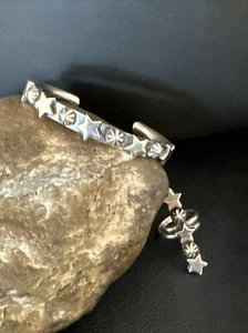 Fourth July Navajo Stars Sterling Silver Cuff Bracelet Ring Set 15339 - Picture 1 of 14