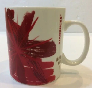 Starbucks Christmas 2014 Holiday Red White Gold Starburst Coffee Used Mug. - Picture 1 of 7