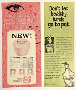 Lot of 2 1960s Vintage Magazine Ads Skincare Lotion Cream half page 4x11" - Picture 1 of 1