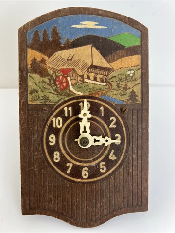 Vintage E. Schmeckenbecher Cuckoo Clock Water Mill Wheel Farm made In Germany Cover