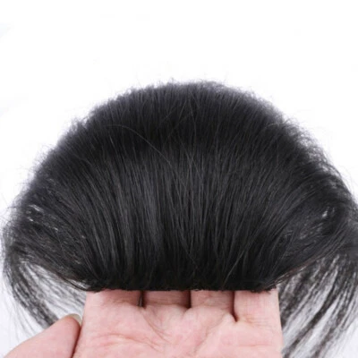 Mini peluca top de cabello humano de 15 cm toupee flequillo clip para mujeres hombres Foto 1 de 4