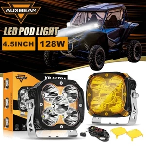 2x AUXBEAM 4.5" LED Pods Driving Lights Spot Beam Amber DRL for Can-Am Maverick - Picture 1 of 12