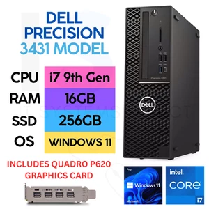 Dell Precision SFF 3431 i7 9th Gen Windows 11 16GB 240GB SSD Desktop Quadro P620 - Bild 1 von 7
