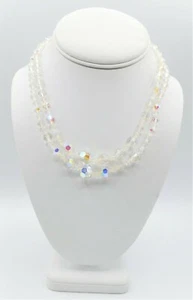 Collar de Cristal Aurora Boreal de Doble Hebra Firmado DAMA ELLEN de Colección - Imagen 1 de 6