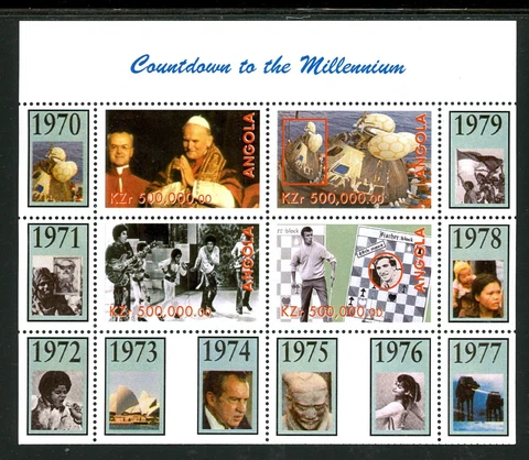 Angola OS #8 MNH S/S of 4 1970-1979 Millennial Events and People $$ Cover