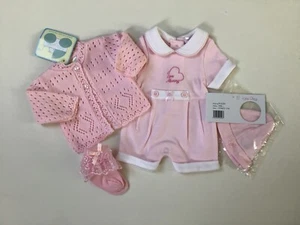 Premature tiny baby girls clothes romper hat cardigan socks pink 5-8 lbs - Picture 1 of 3
