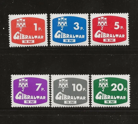 GIBRALTER - 1976 MNH POSTAGE DUE COMPLETE SET - SCOTT J7-J12- F150 Cover