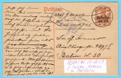 LATVIA 1917, German Occup. Ober Ost, Postcard RIGA Censored UK. 5451 - Image 1 of 2