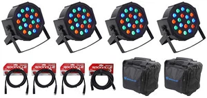(4) Rockville FHB-118 LED RGB DMX LED PAR Can Wash Lights+(4) Cables+Carry Bag - Afbeelding 1 van 11