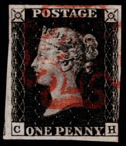 1840 1d Black Plate 5 CH Near 4m Red Maltese Cross VG/FU Cat. £375.00 - Picture 1 of 1