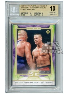 John Cena 2020 Topps WWE Transcendent Tribute vs Kurt Angle #JCRP1 BGS 10 - Image 1 of 2
