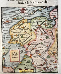 FRIESLAND NETHERLANDS 1568 SEBASTIAN MUNSTER ANTIQUE MAP 16TH CENTURY - Picture 1 of 3