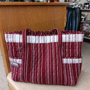 Pampered Chef Red & White Quilted Large Heavy Duty Carrying Bag W/ Pockets RARE - Picture 1 of 6