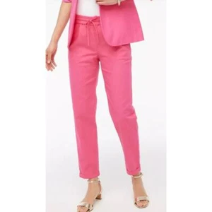 New J.Crew Size 00 Drawstring Linen Cotton Pants Pink High Rise Elastic Waist - Picture 1 of 14