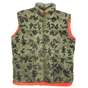 Vintage USA Made 10X Down Filled Woodland Camo Camouflage Hunting Vest Men Large - Picture 1 of 7