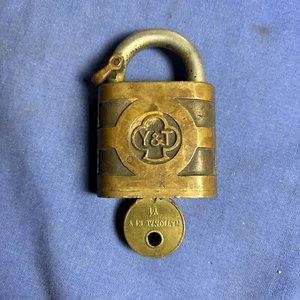 Vintage Yale & Towne Manufacturing Co. Brass Padlock w Key Not Working - Picture 1 of 5