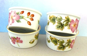 ROYAL WORCESTER - PERSHORE Pattern - Set of 4 RAMEKIN DISHES (Gold Rim) - Vgc - Picture 1 of 3