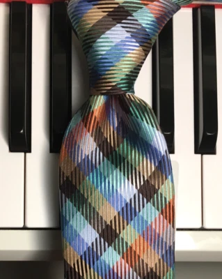 NICK CANNON / Corbata de seda delgada a cuadros multicolor paleta agradable Foto 1 de 4