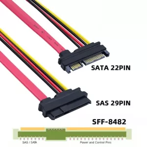 SATA Cable 10cm 22Pin Male to SAS 29 Pin Female Adapter for Hard Drive - Picture 1 of 5