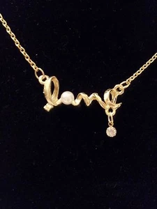 Unique Trending Small Love Charm Necklace With Pearl Gold - Picture 1 of 4