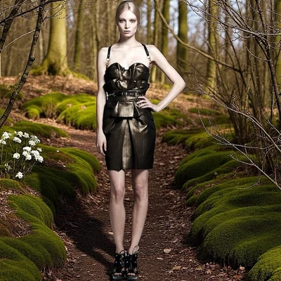 TEMPERLEY LONDON Vestido de Cóctel Bronce Metálico Sin Tirantes Bustier Talla 2 Foto 1 de 4