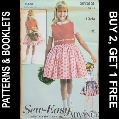 Vintage Advance Girls' Blouse, Skirt & Top Pattern #3133 Size 7 UNCUT - Image 1 of 4