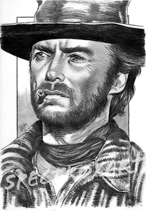 CLINT EASTWOOD ORIGINAL ART by Spectroxart - Picture 1 of 1