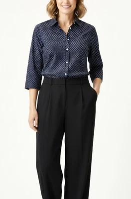 CAMISA RALPH LAUREN WMN LUNARES 0X/1X ALGODÓN CAMBRAY PREPPY CARRERA DINERO ANTIGUO Foto 1 de 4