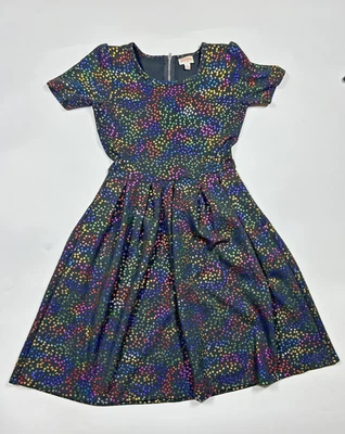Vestido para mujer LuLaRoe talla pequeña Amelia elegante negro arco iris lentejuelas brillantes Foto 1 de 4