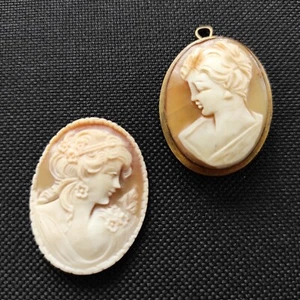 Cameo Carved Shell Brooch and Unmounted Cameo - Picture 1 of 7