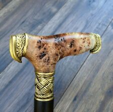 Bastón para caminar con mango BURL madera hecho a mano piezas exclusivas de bronce - # M94
