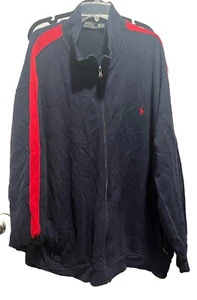 Polo Ralph Lauren Jacket Mens 4XL Navy Blue with Red Stripe Full Zip Pony - Picture 1 of 4