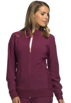 Cherokee Scrubs Zip Front Warm Up Jacket CK303 WIN Wine Free Shipping - Image 1 of 4