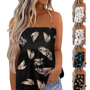 Bandeau Boob Ladies Summer Tops T-Shirt Top Tube Top Sleeveless Tank Top - Picture 1 of 9