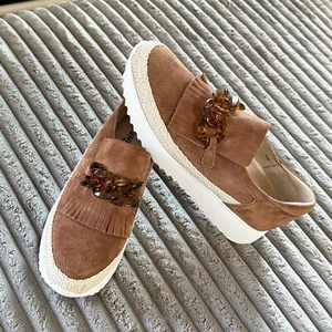 Vaneli Qerene Cuoio Suede (brown) Braided Rope Casual Dress Slip-On Loafer W9.5N - Picture 1 of 11