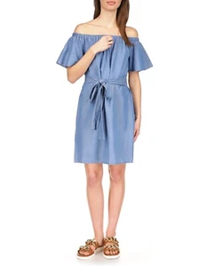 Michael Michael Kors Women's Off-the-Shoulder Mini Dress, Blue, Large, $140 - Picture 1 of 6