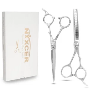 NIXCER PROFESSIONAL SHARP SERIES ARC HAIR CUTTING AND THINNING SCISSORS 6.25" - Picture 1 of 7