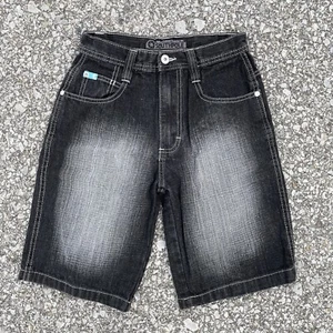 Southpole Shorts Youth Boys 8 25x9.5 Black Denim Y2K Baggy Skater Grunge Hip Hop - Picture 1 of 10