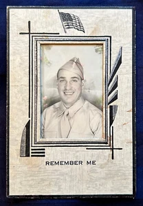 Happy Soldier WWII Small Tinted Snapshot Photograph Matted Vintage - Picture 1 of 2