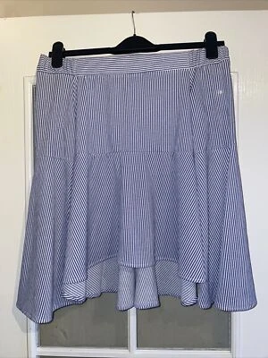 👚Ladies Mango Casual Blue Striped Off The Shoulder Top -  Size S VGC - Image 1 of 4