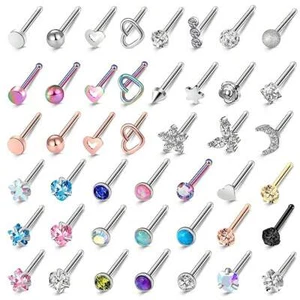 20G Nose Rings,36-44 Pcs,Surgical Stainless Steel,Hypoallergenic,Nose Piercing - Picture 1 of 39