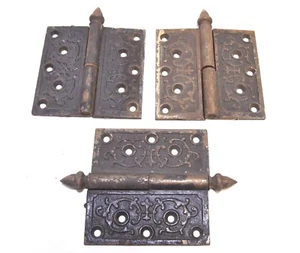 3 LARGE VINTAGE 5 x 5 EASTLAKE STYLE MATCHING STEEPLE PIN HINGES - Picture 1 of 5
