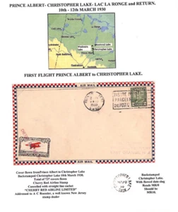 CANADA CHERRY RED AIRLINE Air Mail 1930 FIRST FLIGHT Prince Albert ZP35 - Picture 1 of 5