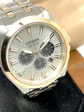 Citizen Men's Watch CA4516-59A Eco Drive Chronograph Rose Gold Silver Dial 43mm
